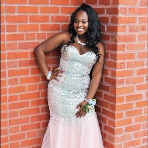 Pink bling prom dress